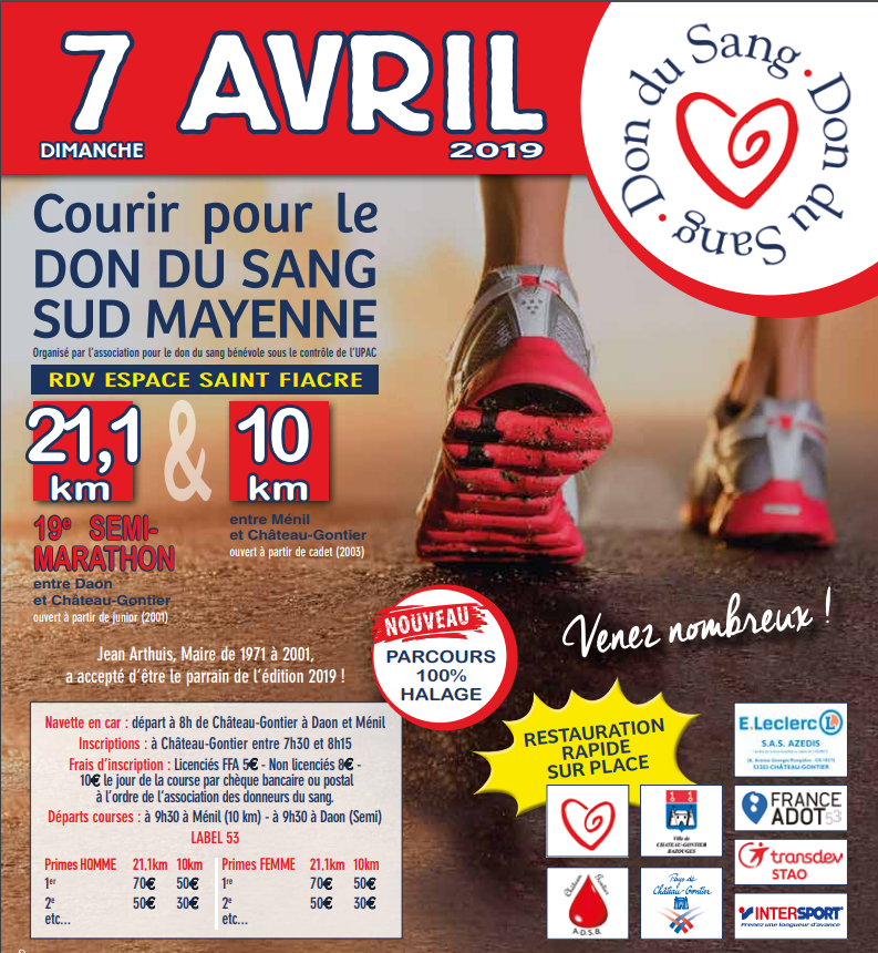 Courir pour le don du sang – Chateau Gontier Courir pour le don du sang - Chateau Gontier